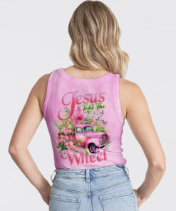 jesus take the wheel shirt pink vintage floral christian t shirt for women 7 qm268