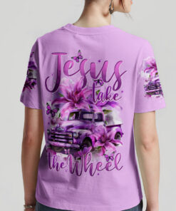 jesus take the wheel shirt purple vintage truck lilies christian t shirt for women 3 r03w0