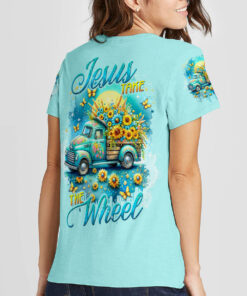 jesus take the wheel shirt teal sunflower vintage truck christian tee 14 eqg1d