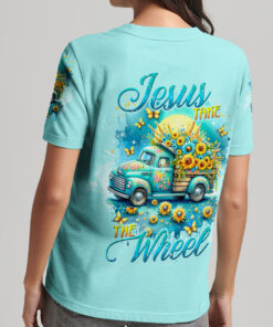 jesus take the wheel shirt teal sunflower vintage truck christian tee 4 i0yd6