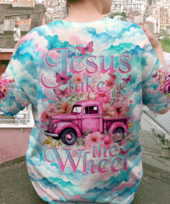 Jesus Take the Wheel Shirt – Tie Dye Pink Floral Christian Vintage Truck Tee