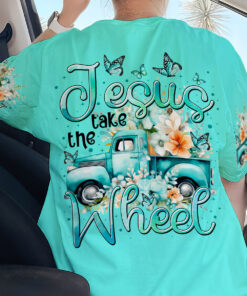 jesus take the wheel sweatshirt teal floral christian truck pullover 12 6gu9x