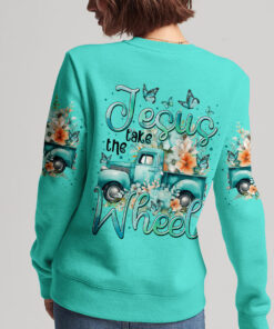 jesus take the wheel sweatshirt teal floral christian truck pullover 5 umq07