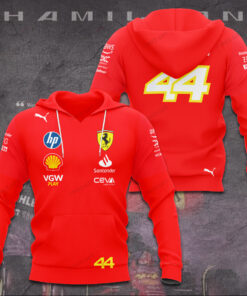 Lewis Hamilton 44 Ferrari Hoodie, Scuderia F1 Racing Red Pullover, Formula 1 Fan Gift