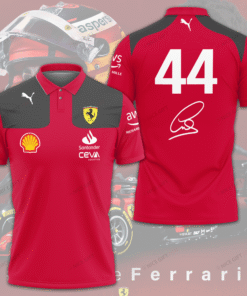 Lewis Hamilton 44 Ferrari Polo Shirt, Scuderia F1 Red Racing Jersey