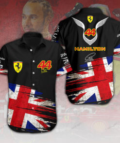 Lewis Hamilton 44 Ferrari Shirt, Union Jack F1 Racing Button Shirt, Formula 1 Fan Gift