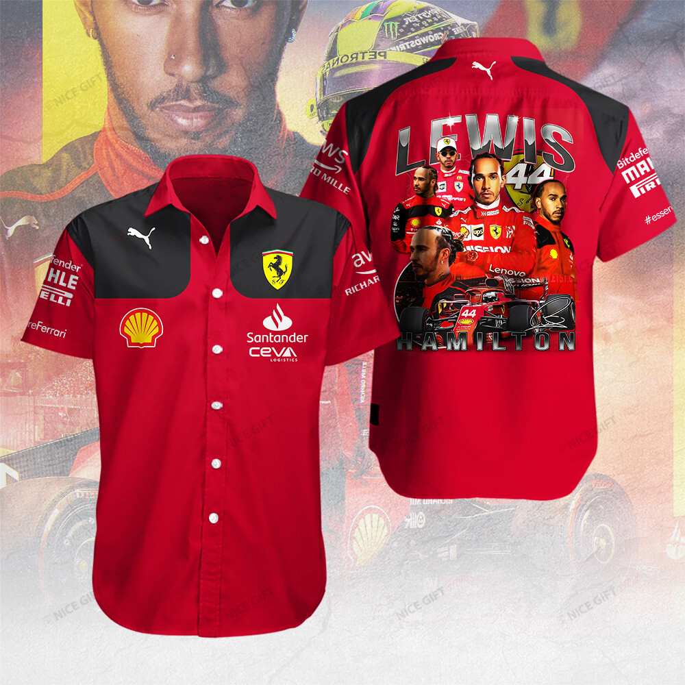 lewis hamilton ferrari shirt scuderia racing button shirt f1 team 3d gift t5rot