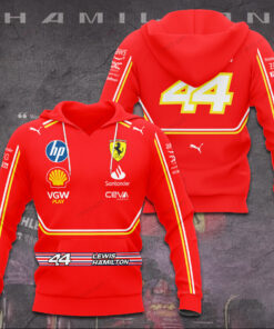 Lewis Hamilton Scuderia Ferrari Hoodie, Red F1 Racing Pullover, Team 44 Fan Gift