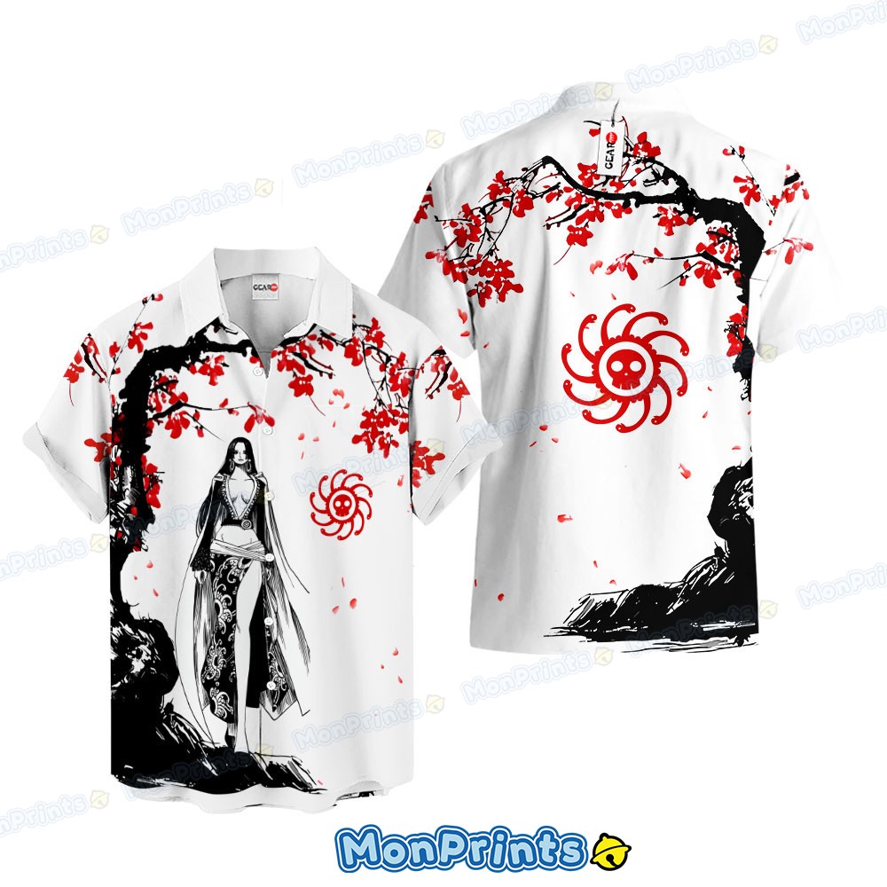 one piece boa hancock hawaiian shirt japanese cherry blossom anime red white shirt 1 vzvzm