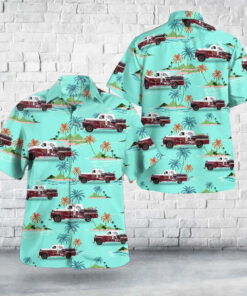 Paris Fire Department Hawaiian Shirt – 1961 Seagrave Pumper Fire Truck Tropical Shirt for Men
