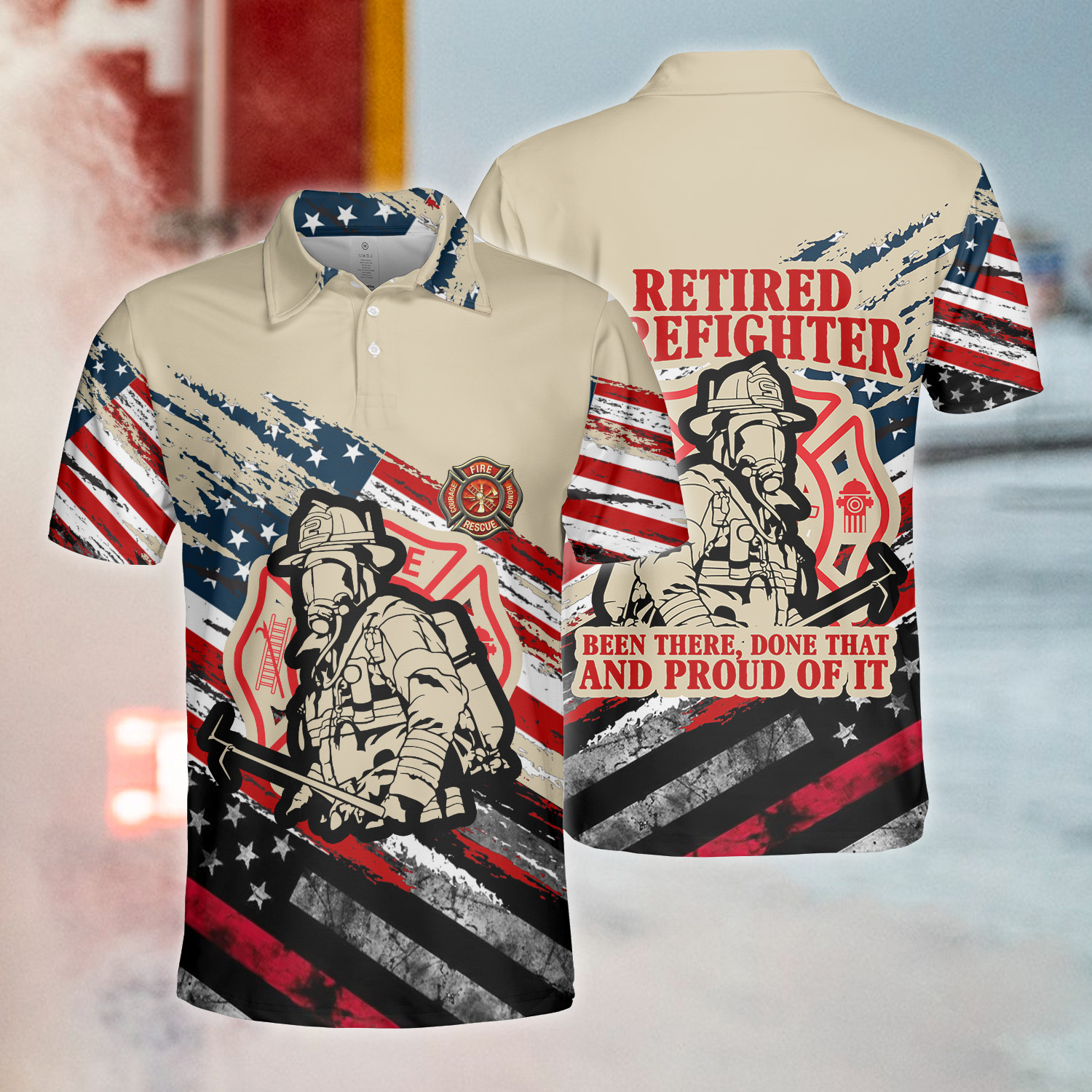 proud retired firefighter polo shirt for men american flag tribute gift 1 75jbn