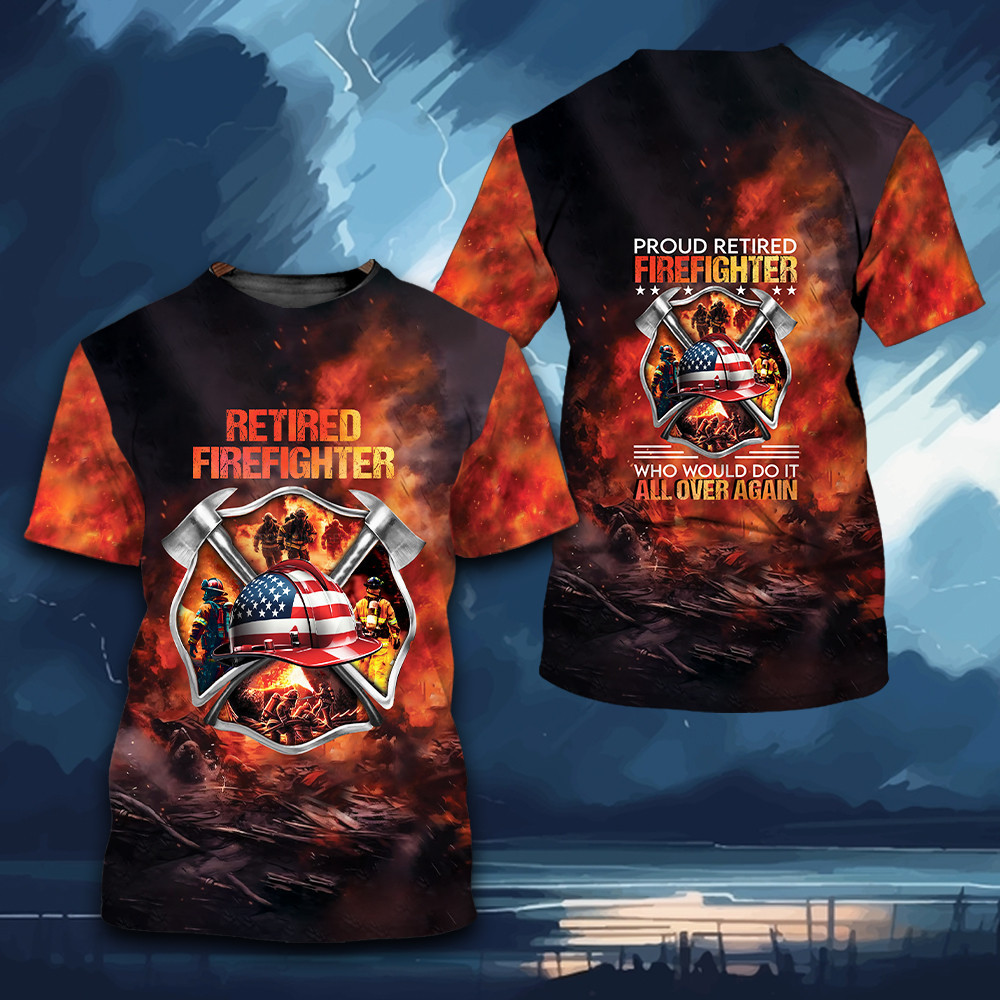 proud retired firefighter t shirt all over print fireman shirt 1 df7fg