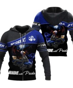 Ride with Pride Spyder RT Blue Hoodie – 3D Zip Jacket for Trike Motorcycle Riders