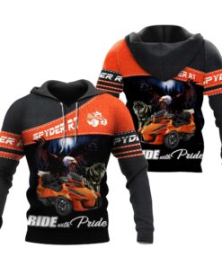 Ride with Pride Spyder RT Hoodie – Bold All Over Print for Trike Riders