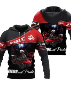 Ride with Pride Spyder RT Hoodie – Red 3D All Over Print for Trike Riders