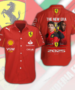Scuderia Ferrari 2025 Shirt, Leclerc Hamilton Button Shirt, F1 Racing Team Gift