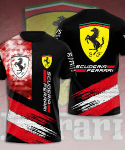 Scuderia Ferrari 3D T-shirt, F1 Racing Fan Shirt, Black and Red Sports Car Tee, Ferrari Logo Graphic Tee