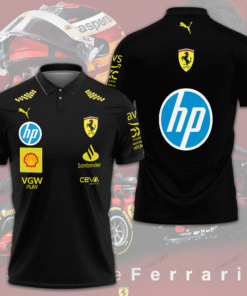 Scuderia Ferrari Black Polo Shirt, F1 Team Sponsor Jersey, Formula 1 Fan Gift