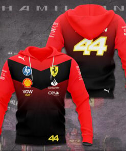 Scuderia Ferrari Lewis Hamilton Hoodie, F1 Team 44 Fan Zip-Up
