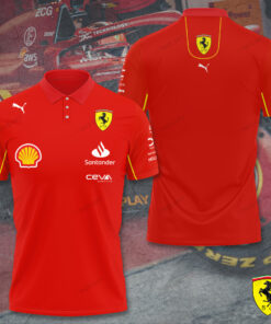 Scuderia Ferrari Red Polo Shirt, F1 Team Sponsor Jersey, Formula 1 Fan Apparel