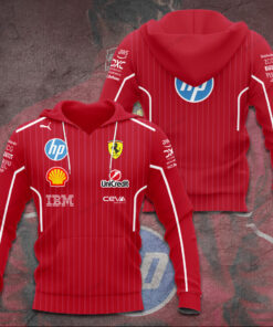 Scuderia Ferrari Red Striped Hoodie, F1 Racing Team Pullover, Formula 1 Fan Gift