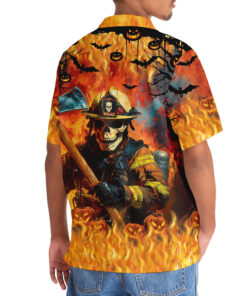 skull firefighter halloween hawaiian shirt spooky fireman costume top 3 f35he