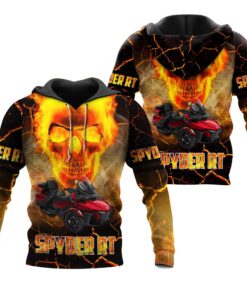spyder rt flaming skull hoodie 3d zip jacket for bold trike motorcycle riders 5 i13p1