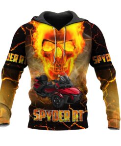 spyder rt flaming skull hoodie 3d zip jacket for bold trike motorcycle riders 6 kuraf