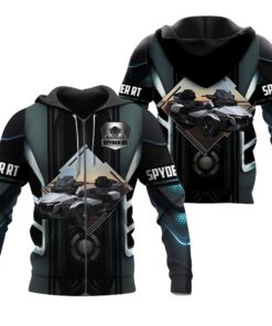 Spyder RT Grey Hoodie – 3D Full Zip Jacket for Can-Am Trike Motorcycle Enthusiasts