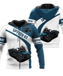 Spyder RT Navy White Hoodie – 3D Zip Jacket for Can-Am Trike Motorcycle Fans