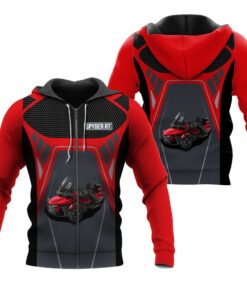 Spyder RT Red Zip Hoodie – Bold 3D Printed Jacket for Trike Motorcycle Fans