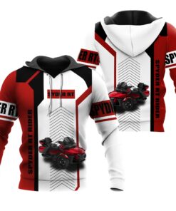 spyder rt rider hoodie red white 3d zip jacket for trike motorcycle fans 5 hptwz