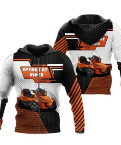 Spyder RT Rider Orange Hoodie – 3D Zip Jacket for Can-Am Trike Motorcycle Fans