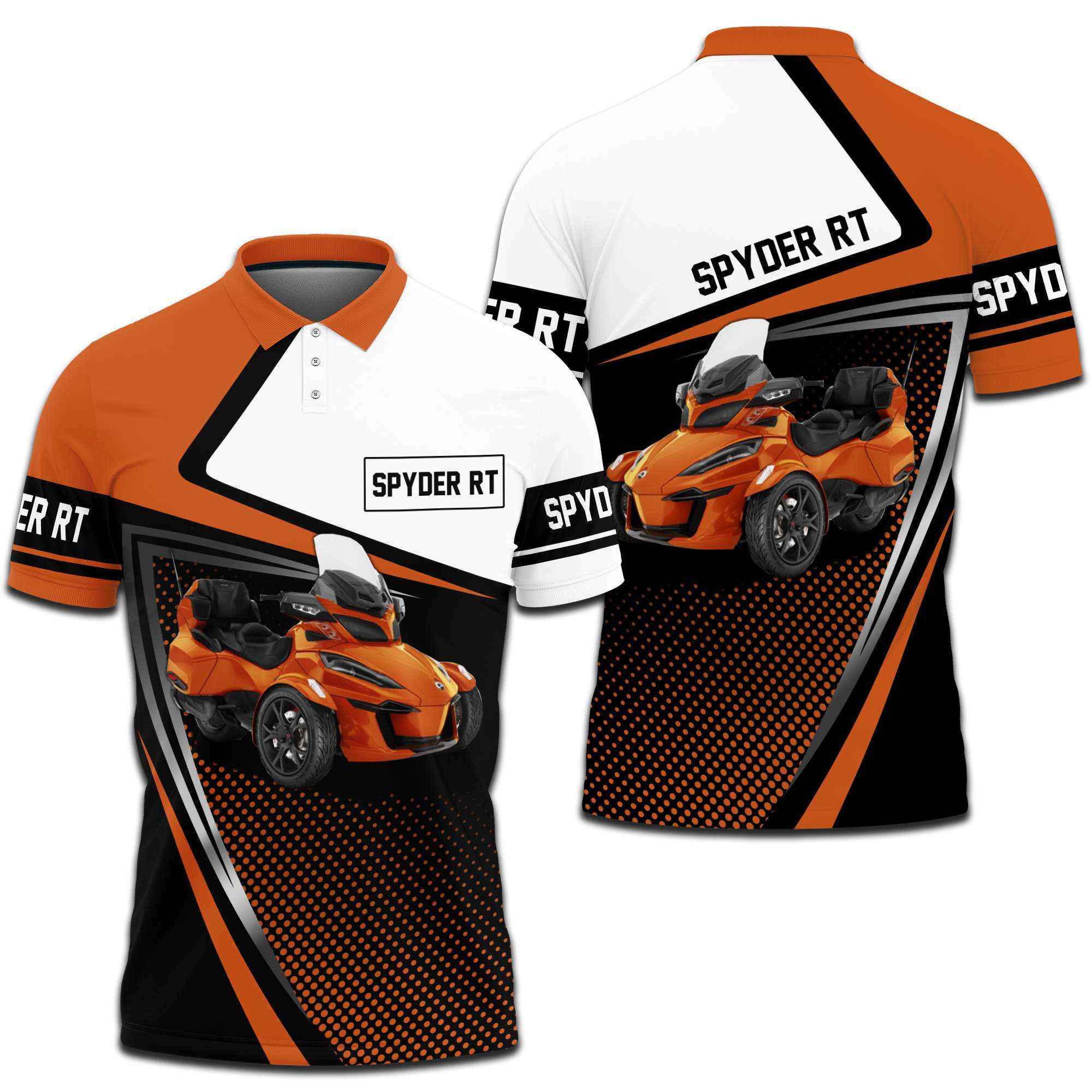 spyder rt rider polo shirt orange 3d print for trike motorcycle fans 1 qgka1
