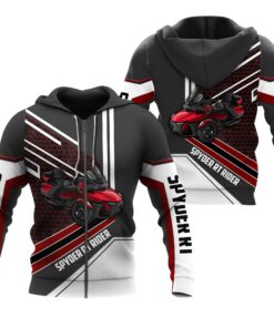 Spyder RT Rider Red Hoodie – 3D Full Zip Jacket for Can-Am Trike Motorcycle Fans