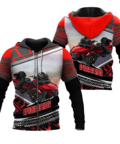 Spyder RT Rider Red Hoodie – 3D Zip Jacket for Can-Am Touring Motorcycle Fans
