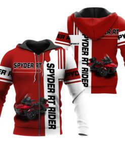Spyder RT Rider Red White Hoodie – 3D Zip Jacket for Trike Motorcycle Fans