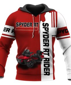 spyder rt rider red white hoodie 3d zip jacket for trike motorcycle fans 6 3us0p