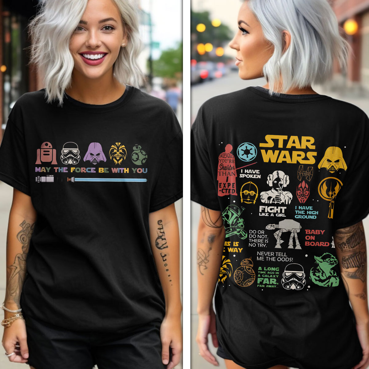star wars may the force be with you zip hoodie retro characters quote design sweatshirt 1