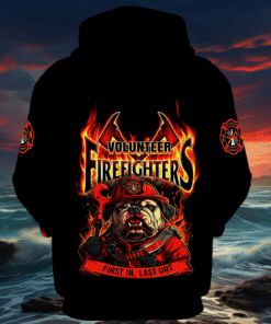 volunteer firefighter hoodie bulldog fire rescue pullover first in last out 2 lld5j