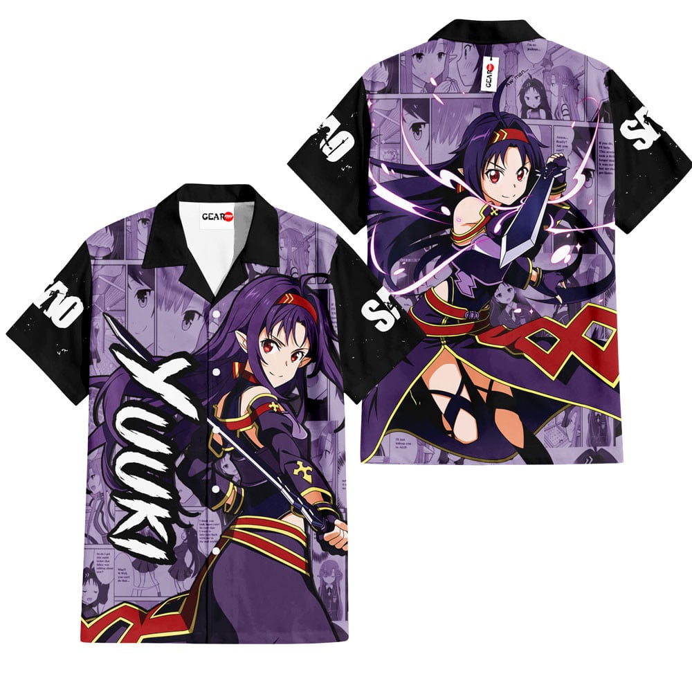 yuuki anime hawaiian shirt sao manga style graphic tee for fans 1 fua6t