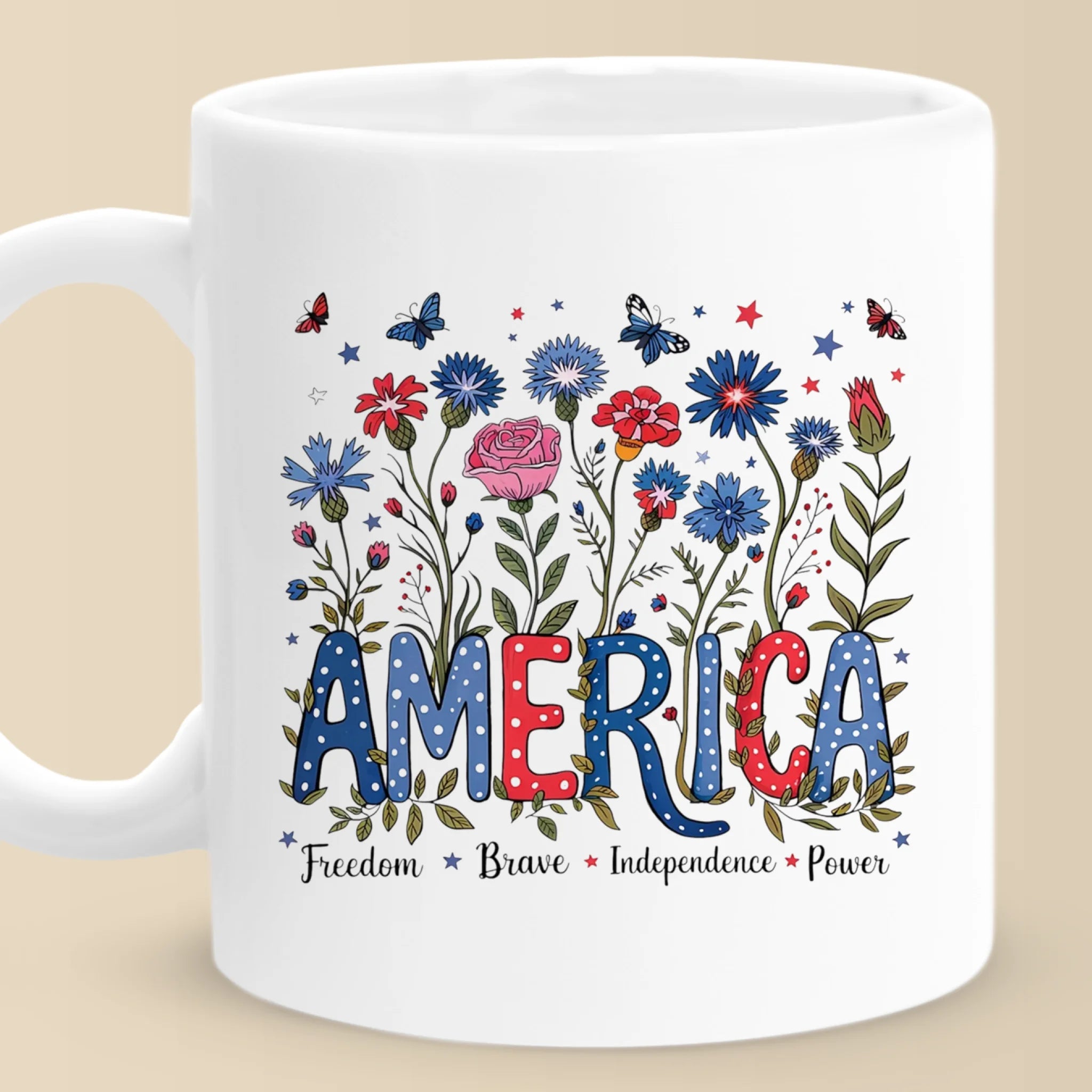 america floral mug cute patriotic coffee cup with wildflowers for 4th of july gift 1 rhdjq