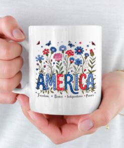 america floral mug cute patriotic coffee cup with wildflowers for 4th of july gift 4 wcjz2