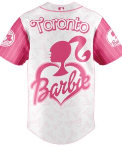 barbie x blue jays jersey pink baseball shirt for mlb fans barbie lovers 3 ta510