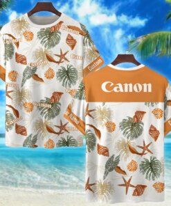 Canon Beach Hawaiian Shirt – Custom Tropical Summer Tee with Seashells & Starfish