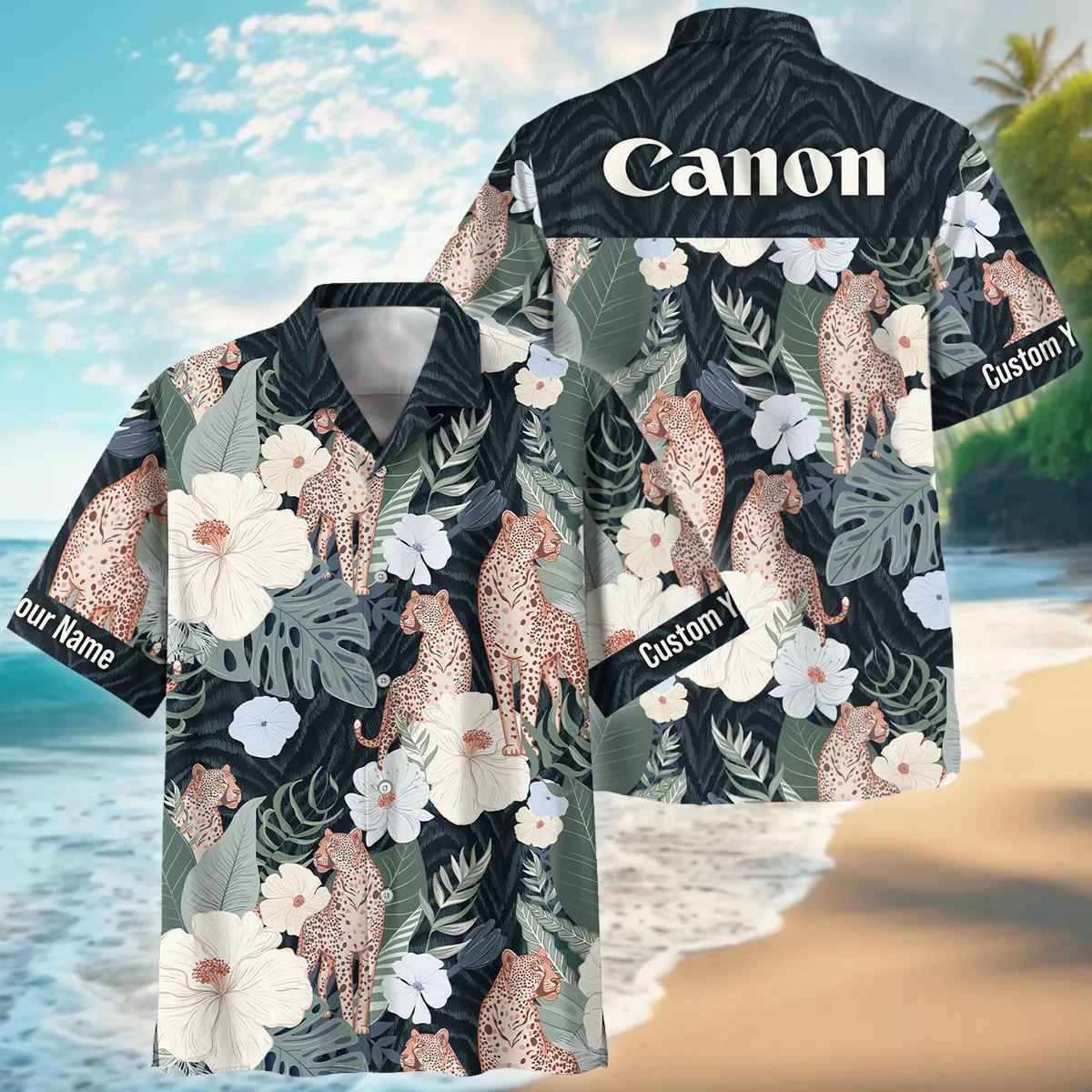 canon leopard hawaiian shirt custom jungle floral summer button up 1