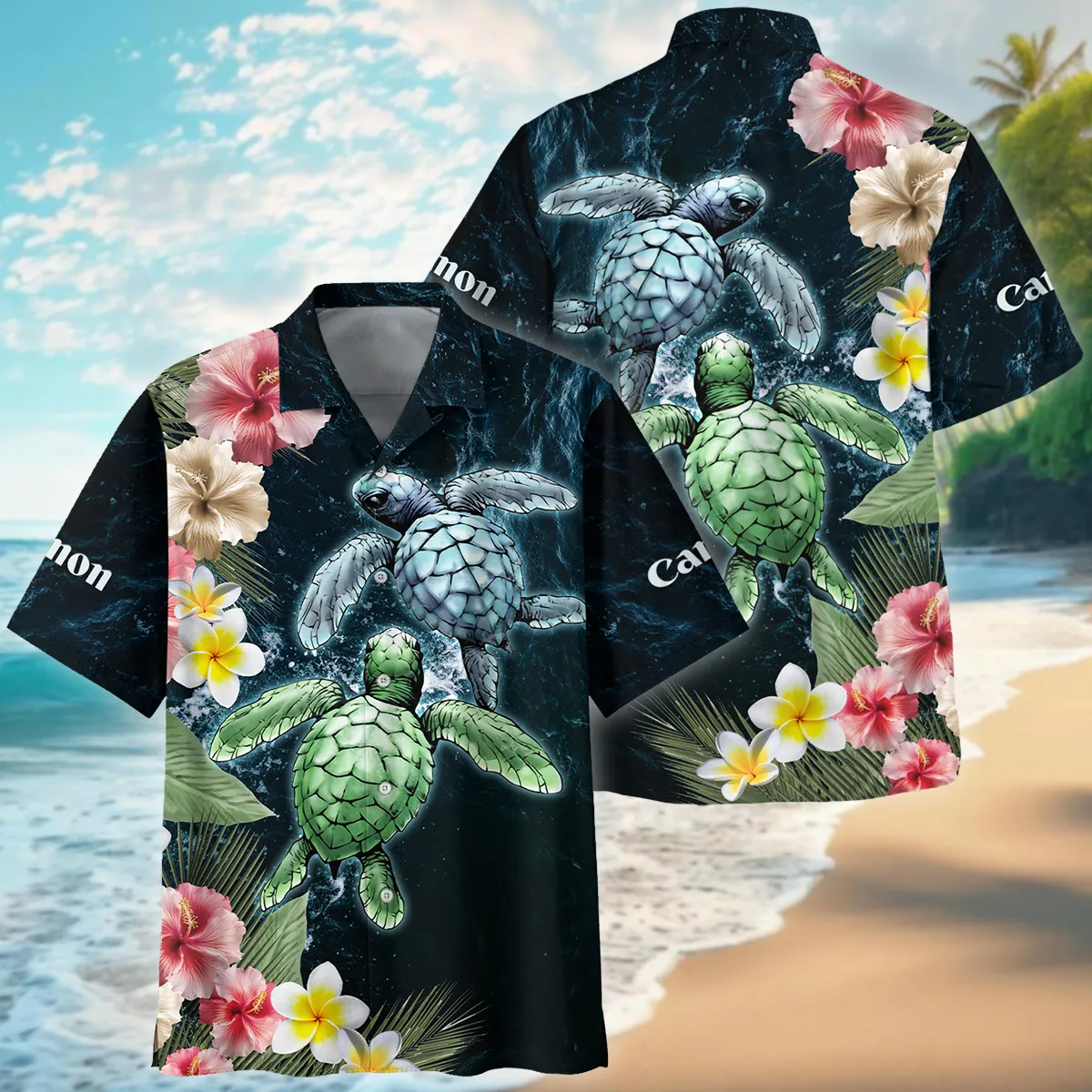 canon sea turtle hawaiian shirt custom ocean floral summer button up 1 pgjz2