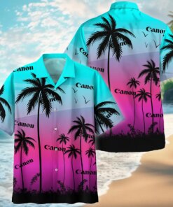 Canon Sunset Palm Hawaiian Shirt – Custom Tropical Beach Gradient Button-Up
