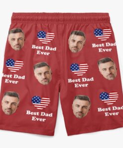 custom best dad ever swim shorts personalized red patriotic fathers day trunks 3 eiffw