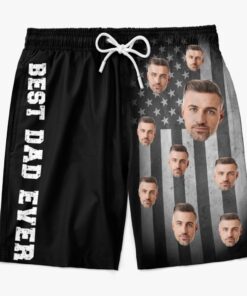 custom best dad ever swim trunks personalized face american flag beach shorts for fathers day 4 zt0t0